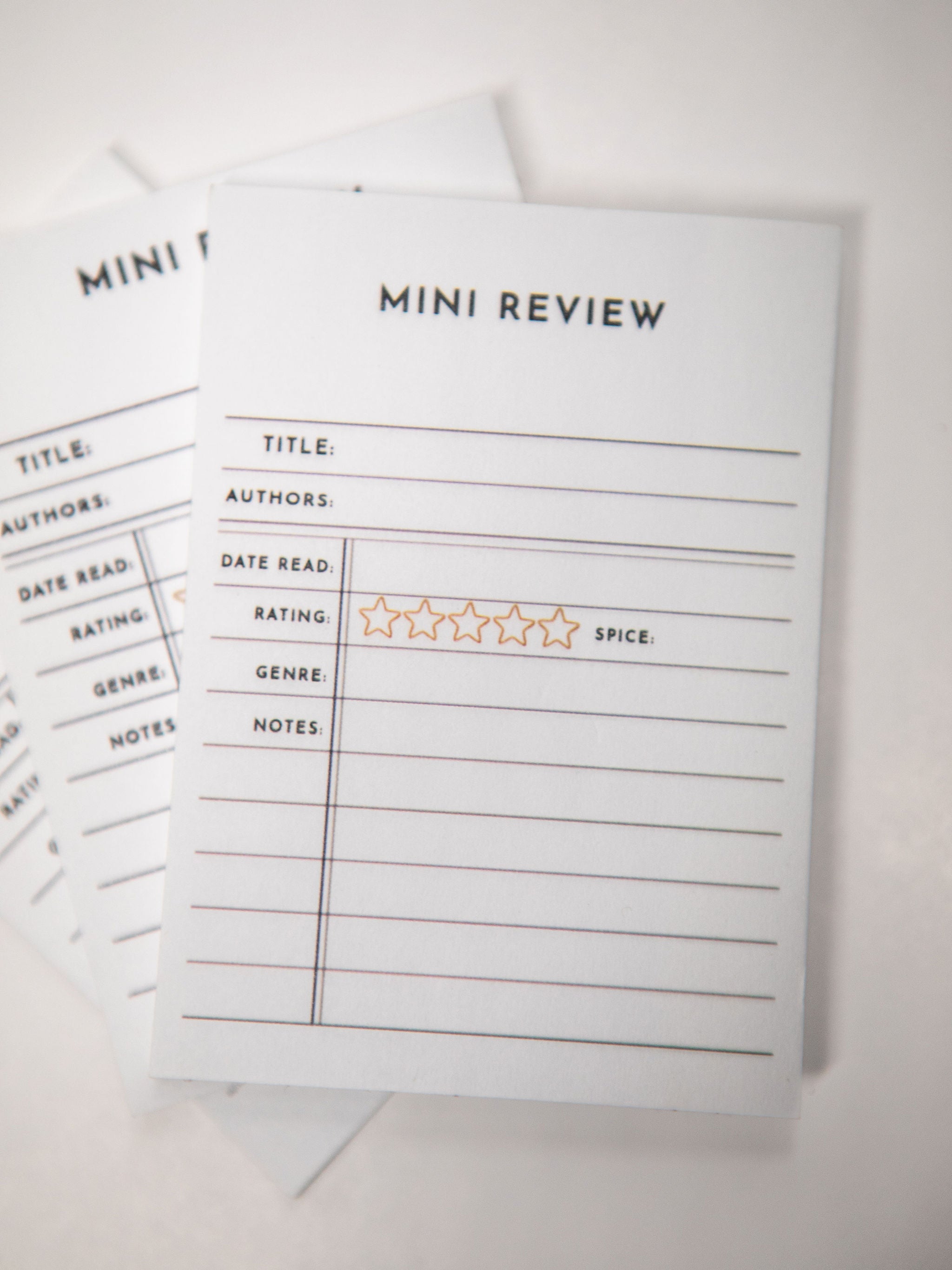 Mini Book review sticky notes