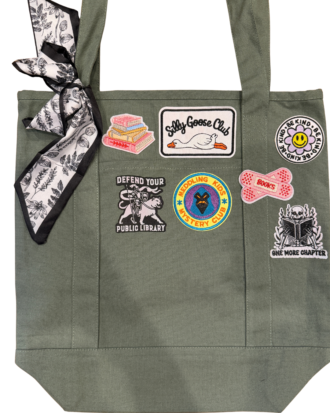 Custom Book Lover Patch Tote Bag