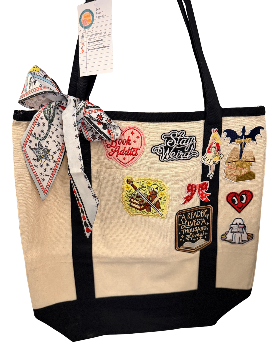 Book Lover Patch Tote Bag