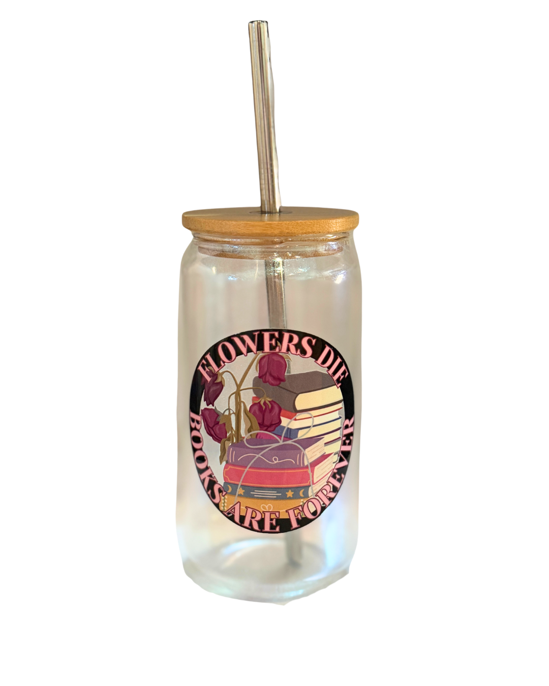 Bookish drink tumbler with lid and straw