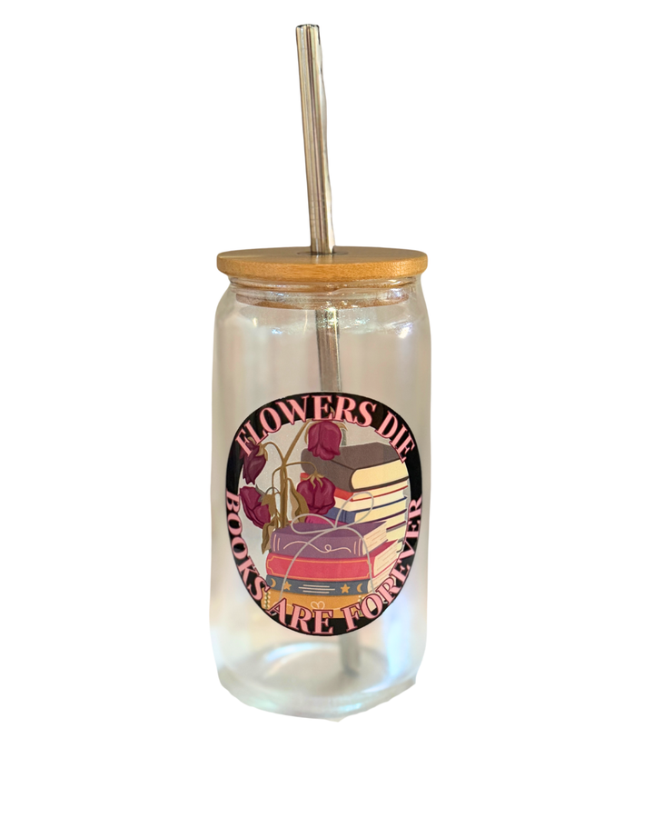 Bookish drink tumbler with lid and straw