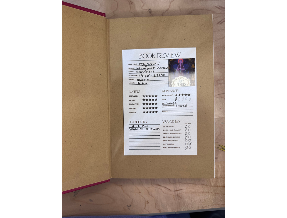 Book Review Sticky Note Pad with prompts