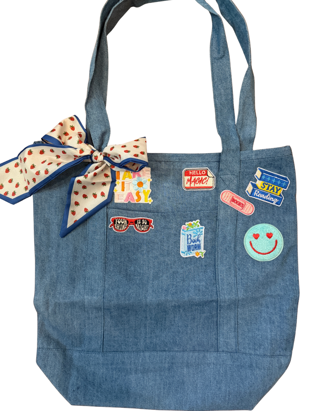 Custom Book Lover Patch Tote Bag