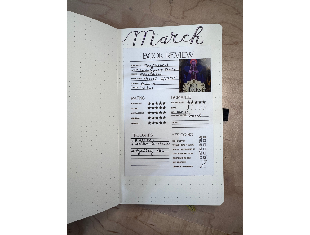 Book Review Sticky Note Pad with prompts