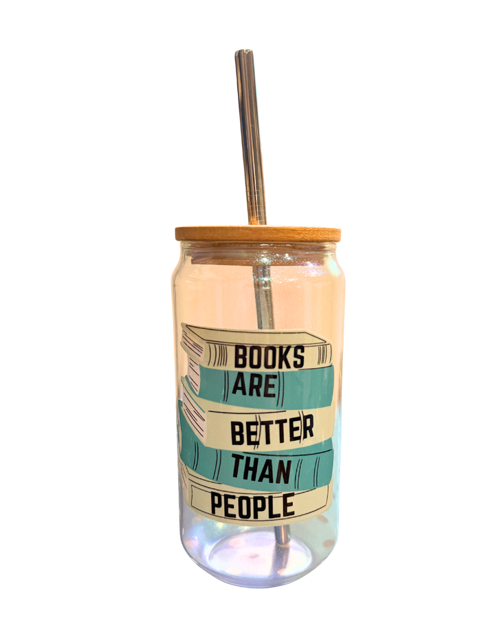 Bookish drink tumbler with lid and straw