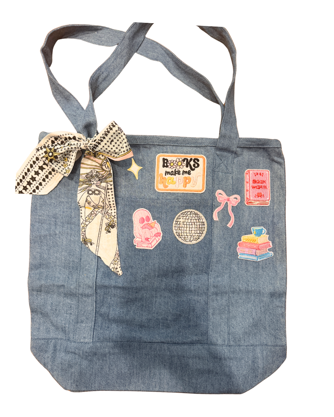 Custom Book Lover Patch Tote Bag