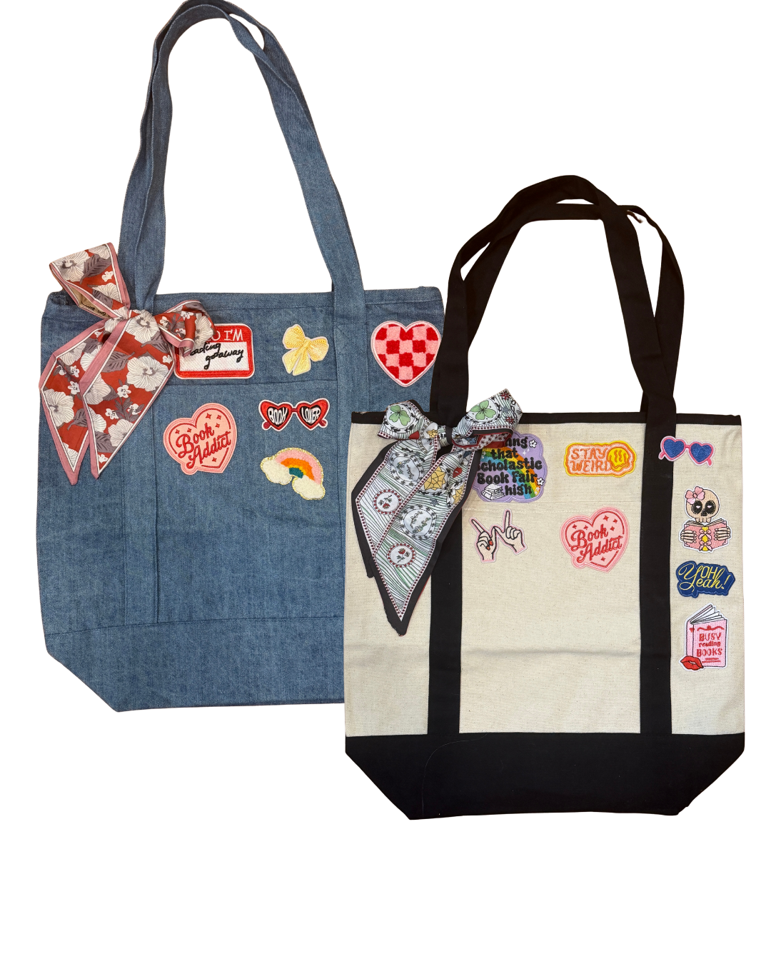 Custom Book Lover Patch Tote Bag