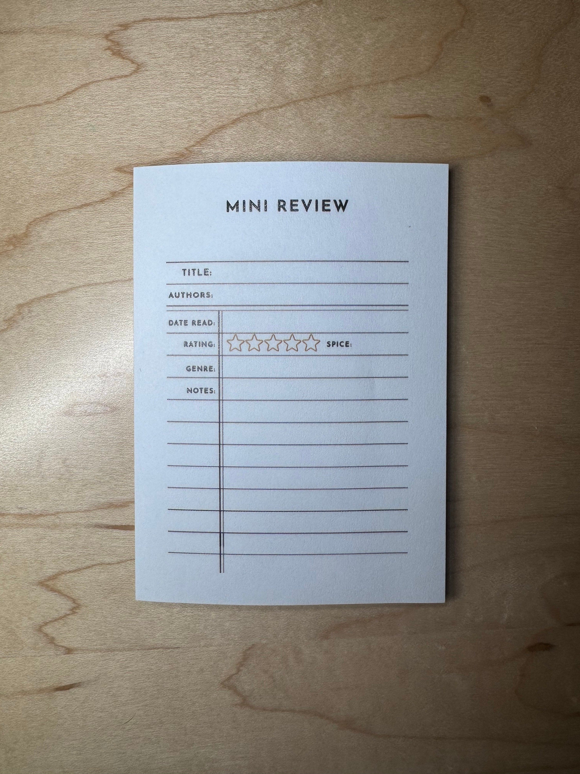 Mini Book review sticky notes